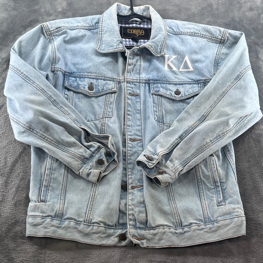 Cobra Kappa Delta Sorority Denim Jacket Light Wash Greek Lettering Medium